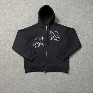 Aime Leon Dore Black Zip-Up Hoodie with White DoveGraphics
